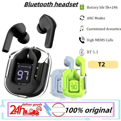 Nuevo Air 31, auriculares inalámbricos con tecnología Bluetooth 5.3. Diseño TWS con cancelación de ruido ENC, pantalla LED digital de potencia y sonido estéreo envolvente. Ideales para deportes y uso diario.