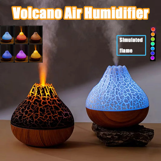 Humidificador de aire volcán de 300ml, humidificador eléctrico USB de escritorio con 7 colores, difusor de niebla de agua nocturna, purificador, ambientador