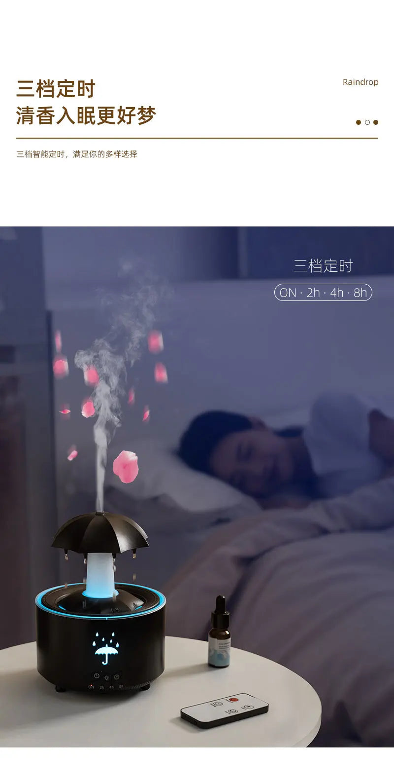 Xiaomi Youpin-humidificador de aire de gota de agua con luz colorida, difusor de aceite esencial, aromaterapia, paraguas creativo